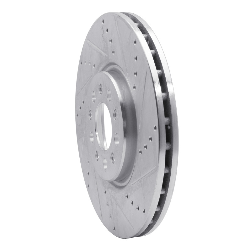 Alfa Romeo Tonale Brake Rotor (1) - Front Right - R1 Concepts - Drilled & Slotted - Silver - `14-`25